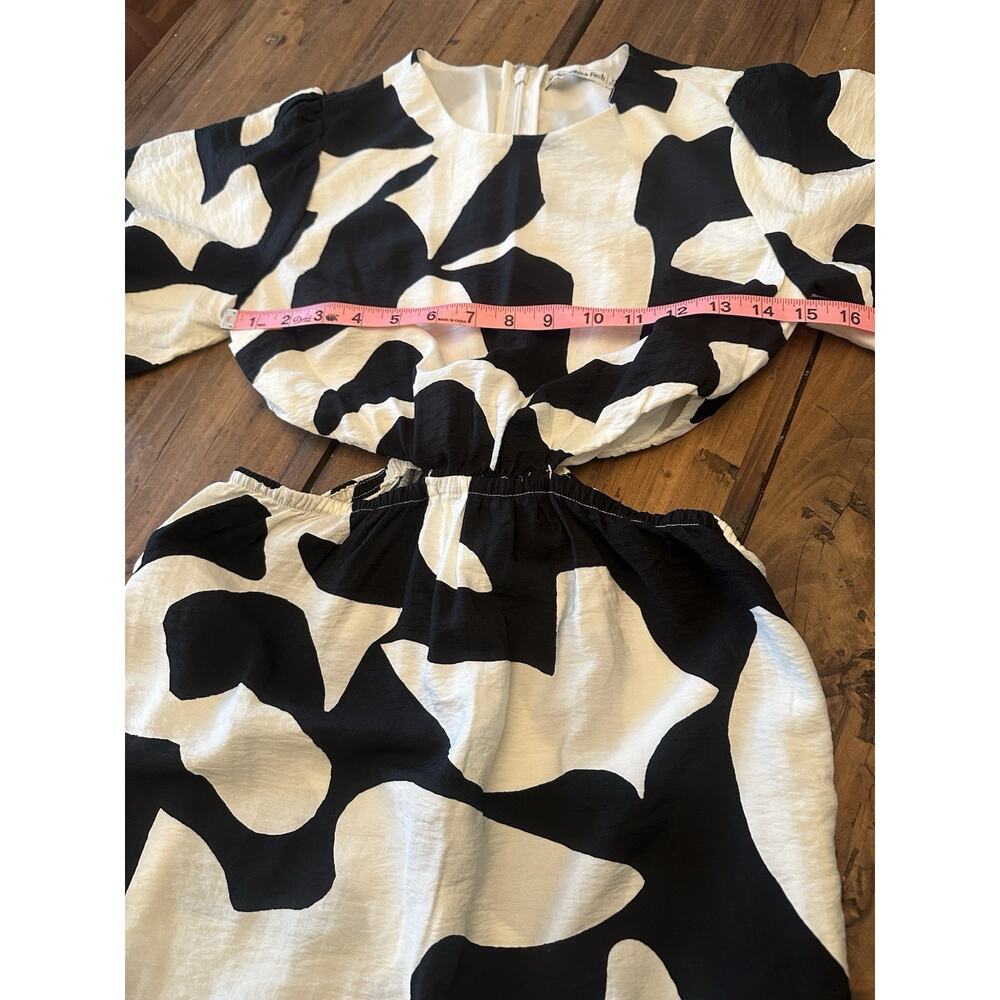 Abercrombie & Fitch Size XS Dress Maxi Abstract Cutouts Puff Sleeve Pockets - Picture 10 of 13